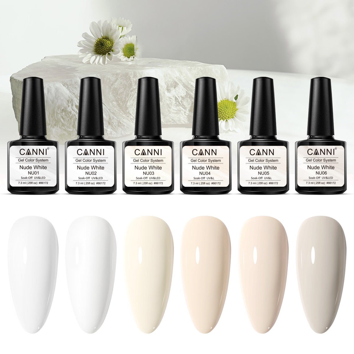 Nude White - 6 Colors Gel Polish Set | CANNI Official