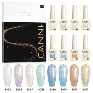 HEMA FREE Glitter Gel Polish 8 Colors Set - Aurora Collection