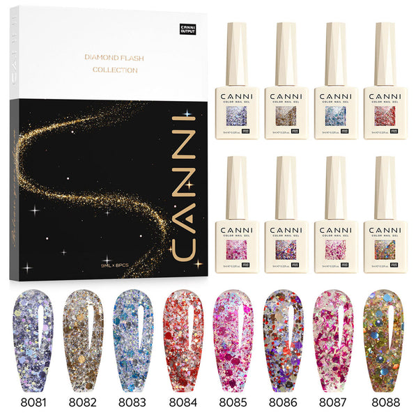 HEMA FREE Gel Polish 8 Colors Set - Glitz Flash Collection