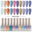 Bright Sequin - 10 Colors Gel Polish Set