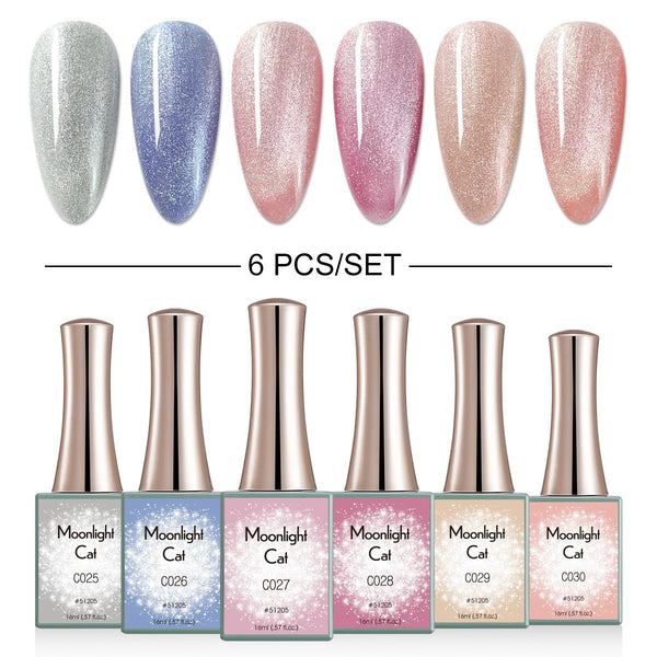 Moonlight Cat Eye - 6 Colors Gel Polish Set