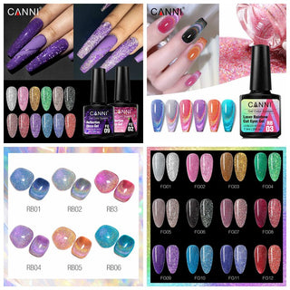 Refective Disco Gel and Rainbow Cat Eye Gel Set - 18 Colors