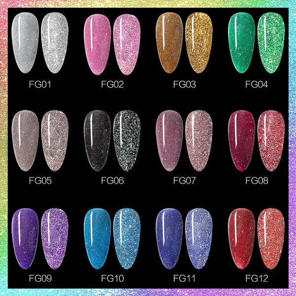 Reflective Disco - 12 Colors Gel Polish Set