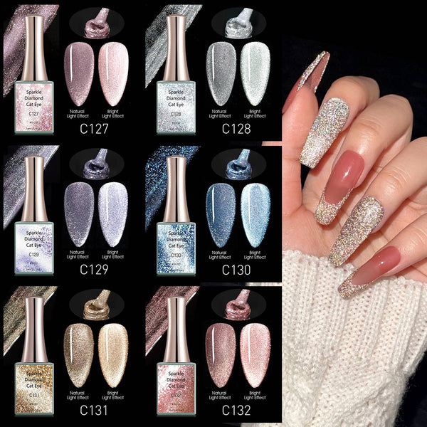 Sparkle Diamond Cat Eye - 6 Colors Gel Polish Set